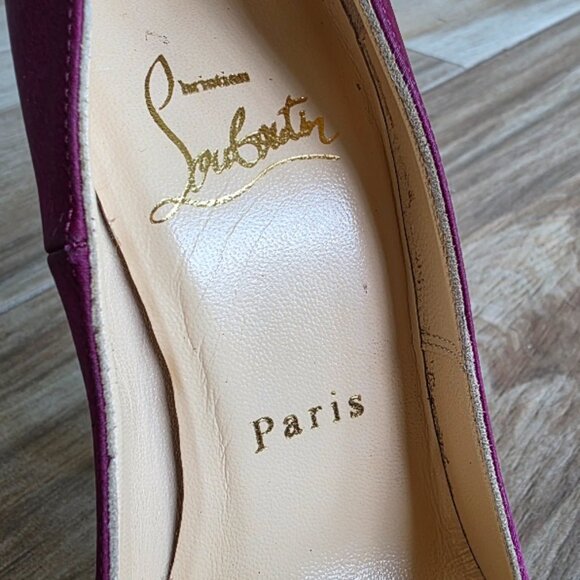 PRICED DROP! Christian Louboutin Def Daffodiles Purple Satin Shoes 160 Eur. 34.5 - Picture 12 of 16
